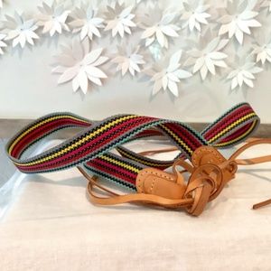 Consuela gray crossbody strap with leather trim and ties -New never used